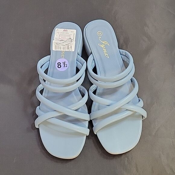 BRAND NEW LYNX LOW BLOCK HEEL SQUARE TOE CRISSCROSS MULTI-STRAP SANDAL - Picture 2 of 16